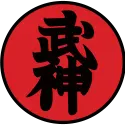 Bujinkan budo taijutsu logo in the style of the 1st degree black belt patch